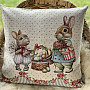 Tapestry cushion cover BUNNIES WITH ROSES beige