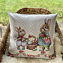 Tapestry cushion cover BUNNIES WITH ROSES beige