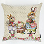 Gobelin cushion cover BUNNIES WITH ROSES gray