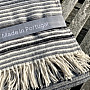 Blanket GREY WHITE WITH FRINGES