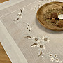Embroidered tablecloth and scarf DAISIES BROWN