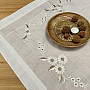 Embroidered tablecloth and scarf DAISIES BROWN