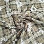 Luxurious decorative fabric FLOWERS AND CHECKERS light brown