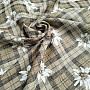 Luxurious decorative fabric FLOWERS AND CHECKERS light brown