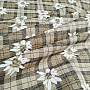 Luxurious decorative fabric FLOWERS AND CHECKERS light brown