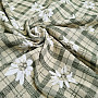 Luxurious decorative fabric FLOWERS AND DIAMONDS green