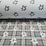 Luxurious decorative fabric FLOWERS AND CHECKERS grey