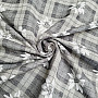 Luxurious decorative fabric FLOWERS AND CHECKERS grey