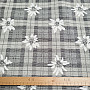 Luxurious decorative fabric FLOWERS AND CHECKERS grey