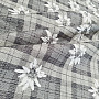 Luxurious decorative fabric FLOWERS AND CHECKERS grey