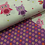 Purple children's decorative fabric owls and butterflies