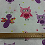 Purple children's decorative fabric owls and butterflies