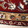 Woolen round carpet ORIENT cream, burgundy hem