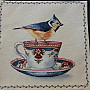 Tapestry pillow-case BIRDS and CUP 1