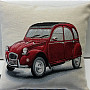 Tapestry pillow-case Citroën 2CV red