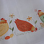 Embroidered Easter tablecloth and scarves hens colored