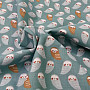 Cotton fabric OWLS turquoise