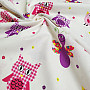 Children&#39;s decorative fabric PURPLE OWLS AND BUTTERFLIES