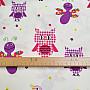 Children&#39;s decorative fabric PURPLE OWLS AND BUTTERFLIES