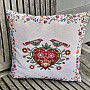 Tapestry cushion cover HEARTS AND BIRDS