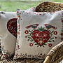 Tapestry cushion cover HEARTS AND BIRDS