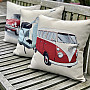 Tapestry cushion cover VW BUS RED