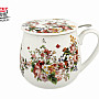 Vintage flowers white chubby with strainer and cap