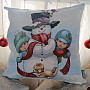 Christmas decorative pillow SNOWMAN WITH CHILDREN