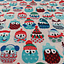 Cotton fabric OWLS IN WINTER blue