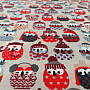 Cotton fabric OWLS IN WINTER red
