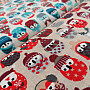 Cotton fabric OWLS IN WINTER red