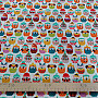 Cotton fabric OWLS IN WINTER colorful