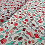 Cotton fabric SEWING WORKSHOP turquoise-red