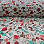 Cotton fabric SEWING WORKSHOP turquoise-red