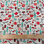 Cotton fabric SEWING WORKSHOP turquoise-red