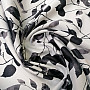 Decorative fabric BLACK OUT LEAVES white-black