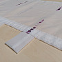 Embroidered curtain for a stained glass window - purple beads