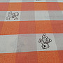 Cotton fabric Checkered bears - orange