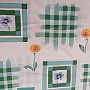 Cotton fabric Green cubes - flowers