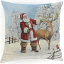 Santa decorative pillow cover with deer