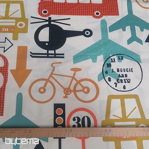 Children's decorative fabric TRANSPORT, TRAFFIC