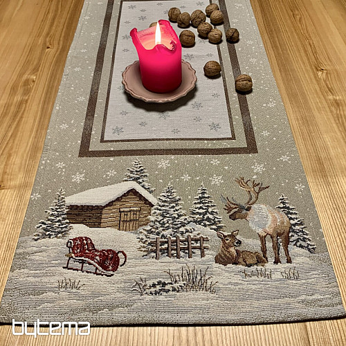 Tapestry tablecloth, scarf and place setting WINTER LANDSCAPE