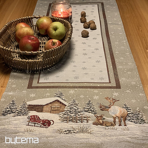 Tapestry tablecloth, scarf and place setting WINTER LANDSCAPE