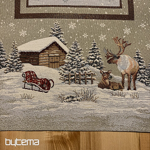 Tapestry tablecloth, scarf and place setting WINTER LANDSCAPE