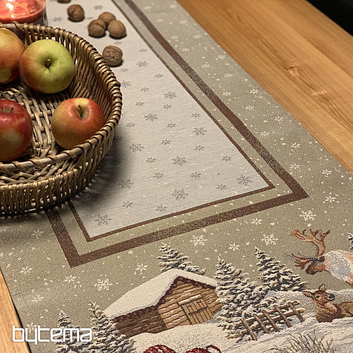 Tapestry tablecloth, scarf and place setting WINTER LANDSCAPE