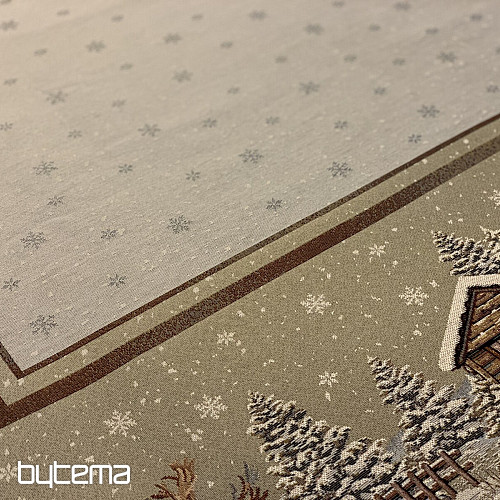 Tapestry tablecloth, scarf and place setting WINTER LANDSCAPE