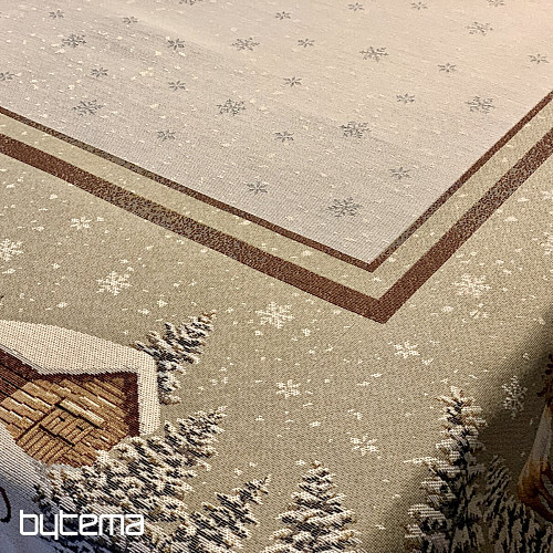 Tapestry tablecloth, scarf and place setting WINTER LANDSCAPE