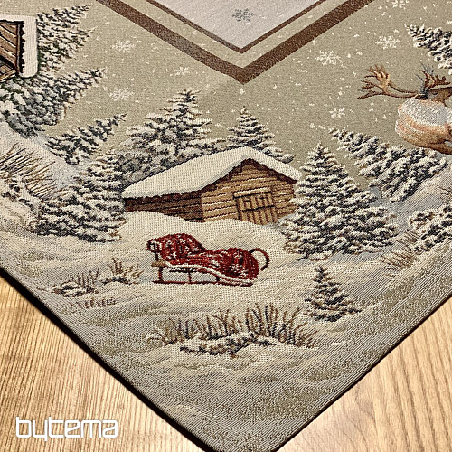Tapestry tablecloth, scarf and place setting WINTER LANDSCAPE
