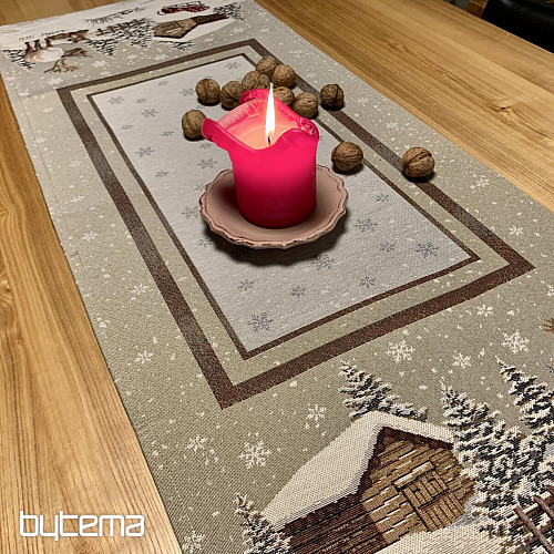 Tapestry tablecloth, scarf and place setting WINTER LANDSCAPE