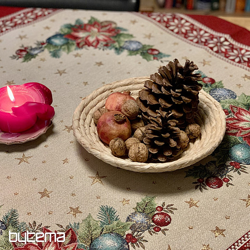 Christmas tapestries tablecloths and scarves CHRISTMAS STAR II red